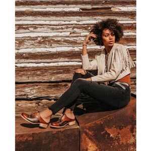 Freebird Malena Brown Leather Clogs Mules Shoes Western Boho Size 7 Cowgirl